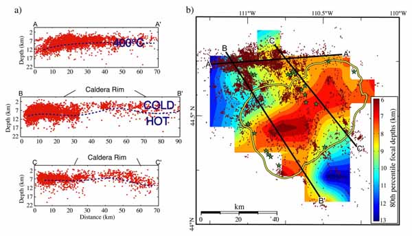 Fig. 9. Maximum focal depths of the Hebgen Lake-Yellowstone area . 